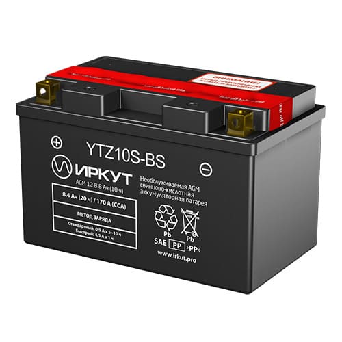 Сухозаряженная AGM батарея с упаковкой электролита в комплекте YTZ10S-BS